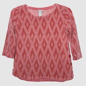 MULTIPLES - Soft Pink Chenille Geometric 3/4-Length Sleeve Top - Size PS Petite